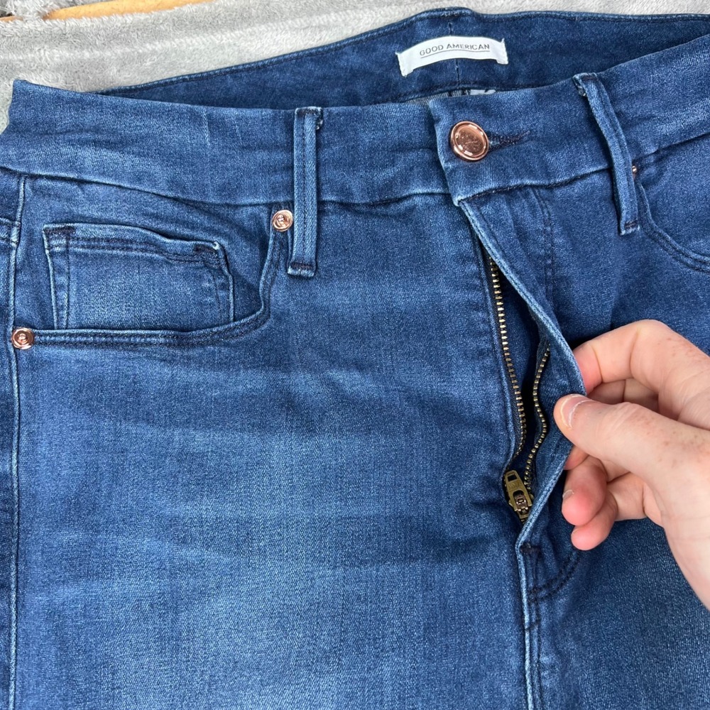 Good American Good Legs Skinny Jeans Womens 10 Blue Dark Wash Stretch High Rise - Picture 4 of 13